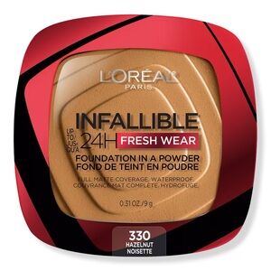 L'Oréal Infallible 24H Fresh Wear Foundation In A Powder - 330 Hazelnut, NEW